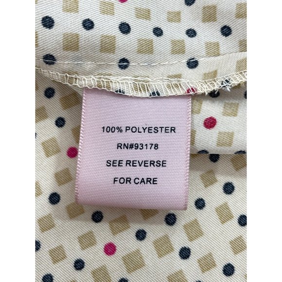 0649A- Philosophy Women’s Button Down Shirt Point Collar S Gold Black Red Dots - Picture 5 of 12